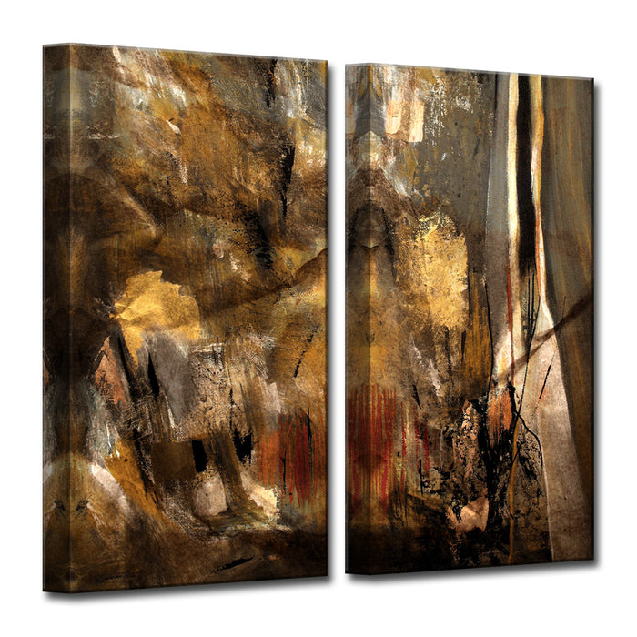 Earth Tone Abstract No. 1' 2 Piece Wrapped Canvas Wall Art Set