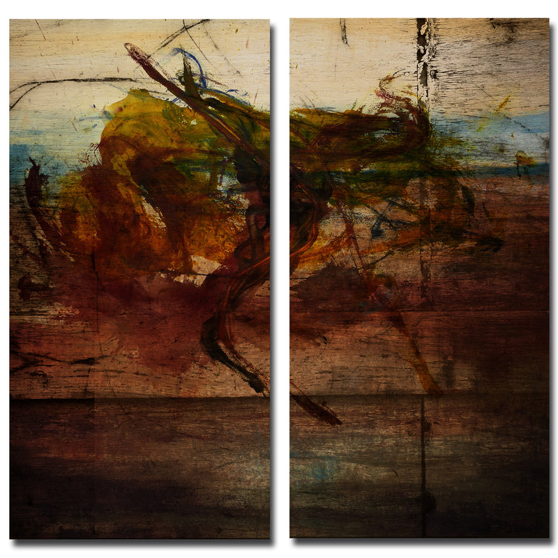 Earth Tone Abstract X' 2 Piece Wrapped Canvas Wall Art