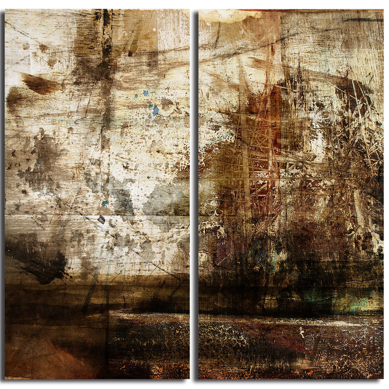 Earth Tone Abstract VII' 2 Piece Wrapped Canvas Wall Art