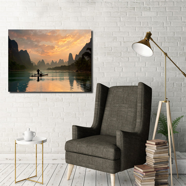 Indoor/Outdoor Wall Art 'Golden Li River' in ArtPlexi