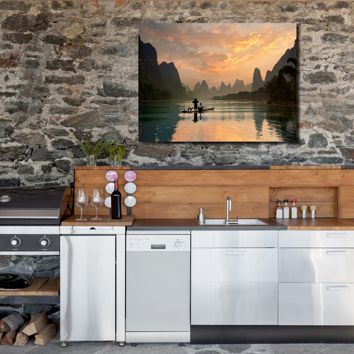 Indoor/Outdoor Wall Art 'Golden Li River' in ArtPlexi