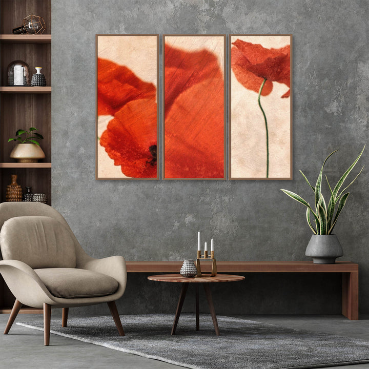 "Three Red" Framed 3-Piece Wall Art Set