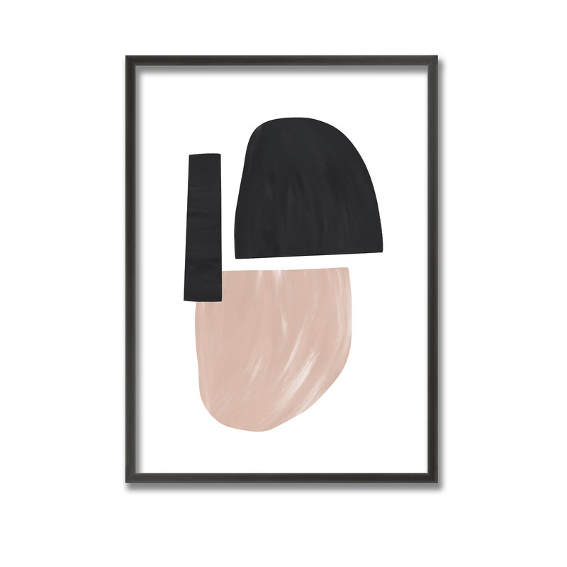 "Black and Nude Abstract Shapes" Framed Print Wall Art