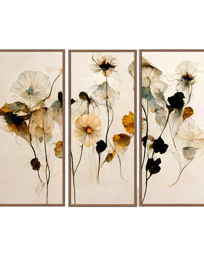 "Beautiful Dry Flowers" Framed 3-Piece Wall Art Set
