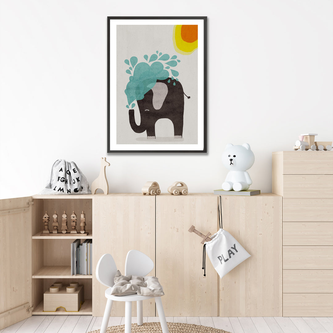 Kids Framed Art Print | Funny Elephant