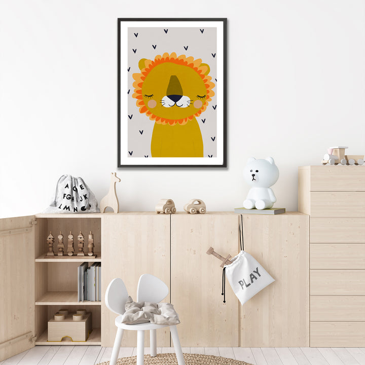 Kids Framed Art Print | Little Lion
