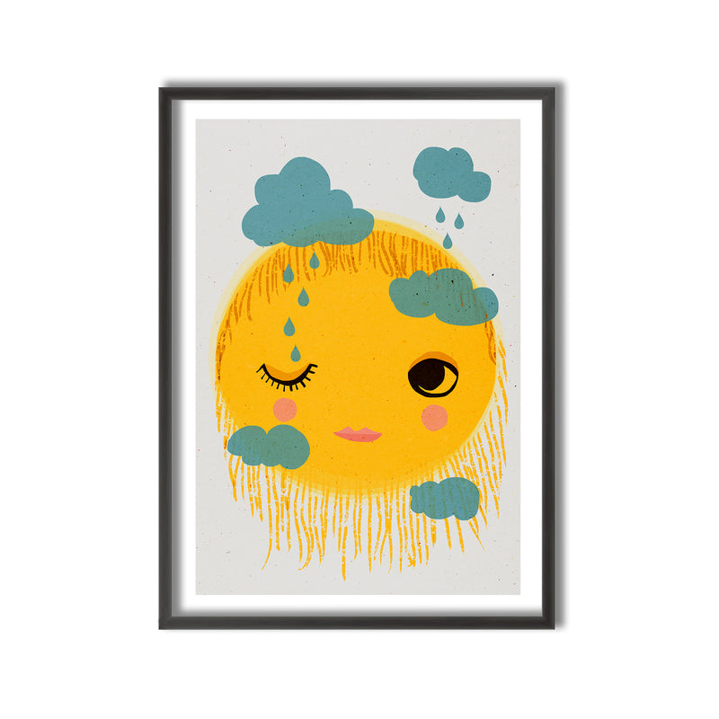 Kids Framed Art Print | Sun And Rain