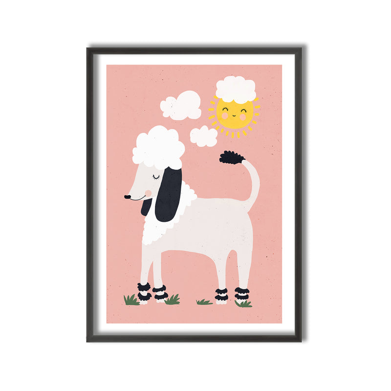 Kids Framed Art Print | Happy Poodle