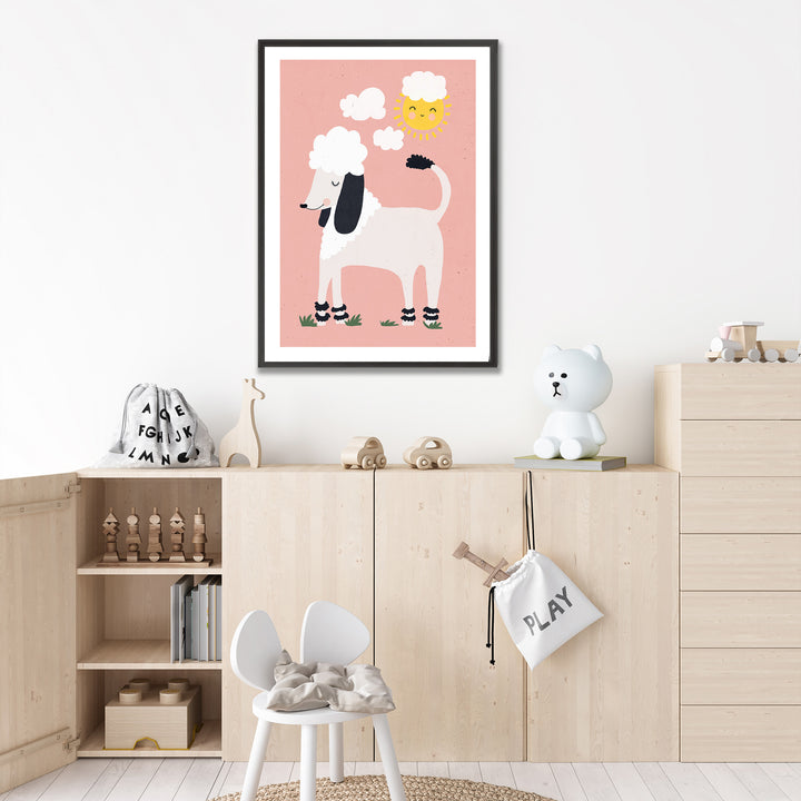 Kids Framed Art Print | Happy Poodle