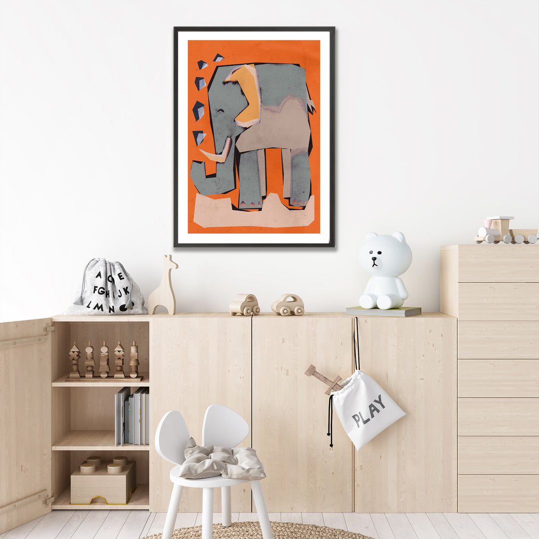 Kids Framed Art Print | Happy Elephant