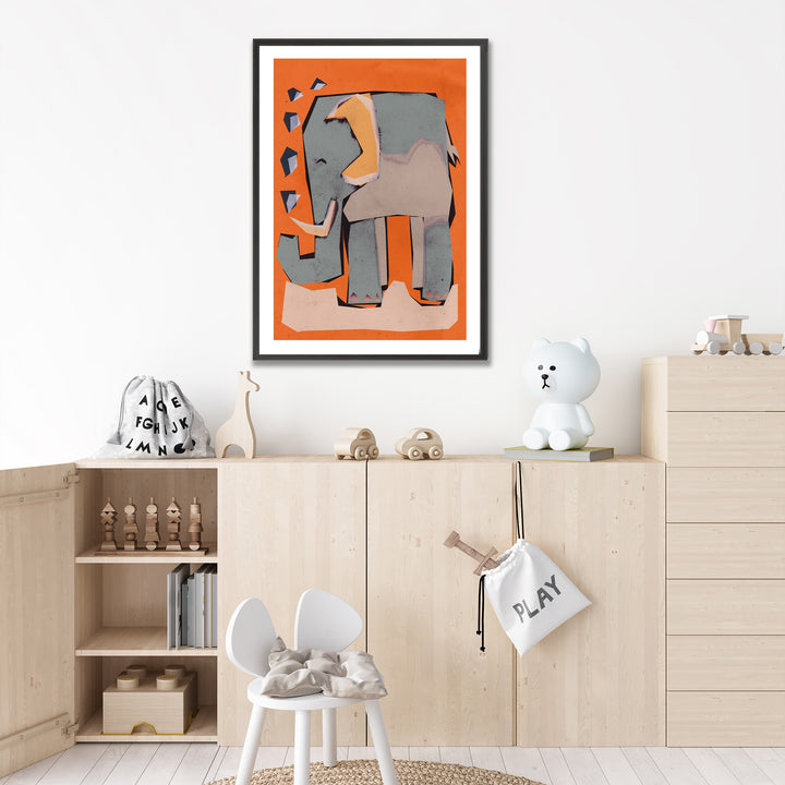 Kids Framed Art Print | Happy Elephant