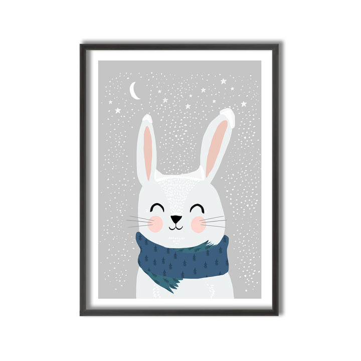 Kids Framed Art Print | Snow Bunny