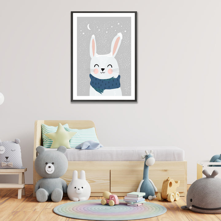 Kids Framed Art Print | Snow Bunny