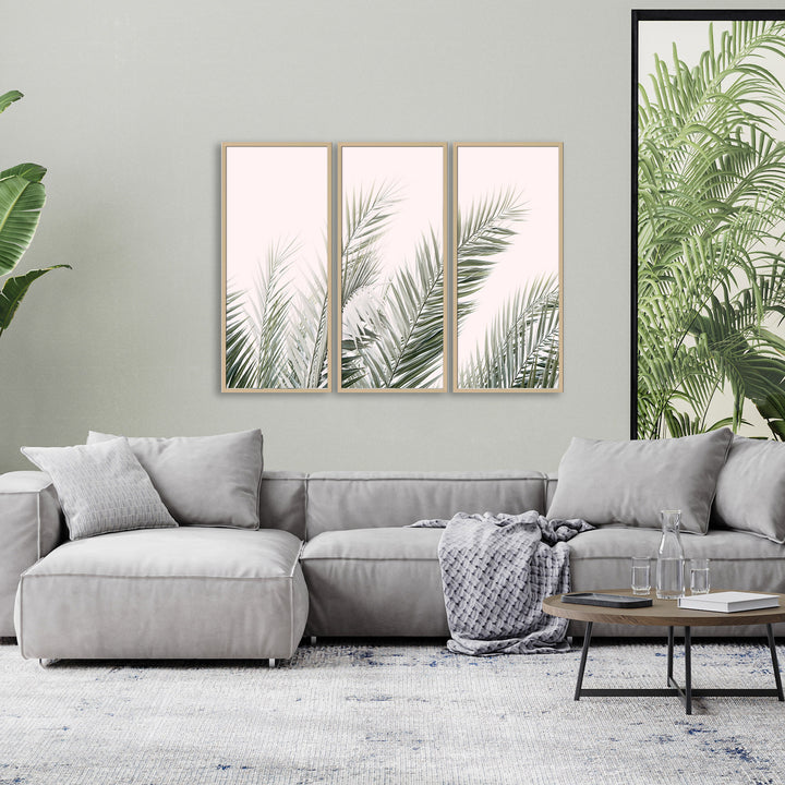 "Blush Palm Leaves" Framed 3-Piece Wall Art Set