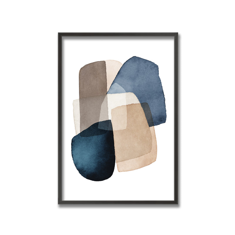 "Blue Brown Blocks" Framed Print Wall Art