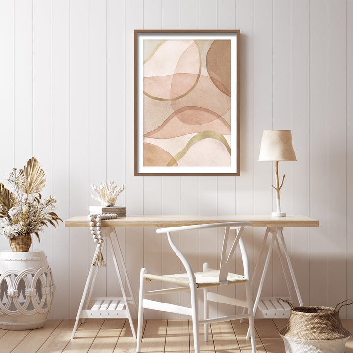 "Blush and Brown Abstract" Framed Print Wall Art