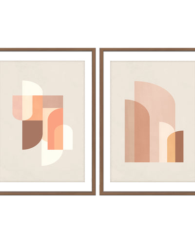 "Retro Geometric No. 1" Framed 2-Piece Wall Art Set