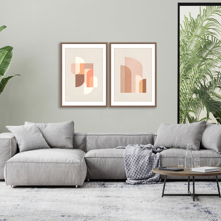 "Retro Geometric I" Framed 2-Piece Wall Art Set