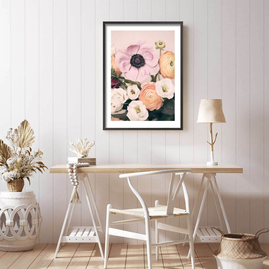 "Pastel Bouquet" Framed Print Wall Art