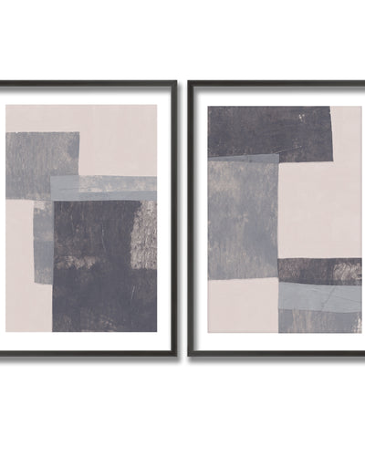 "Gray Blocks" Framed 2-Piece Wall Art Set