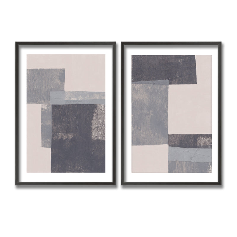 "Gray Blocks" Framed 2-Piece Wall Art Set