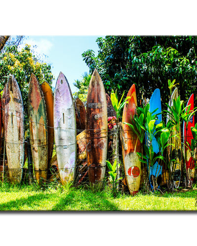 Surfboard Fence' Wrapped Canvas Wall Art
