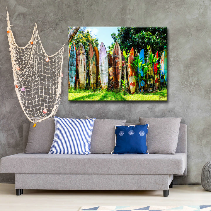 Surfboard Fence' Wrapped Canvas Wall Art