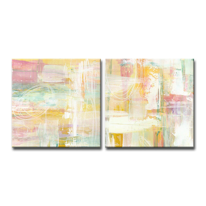 Honey Peach Floral' 2 Piece Wrapped Canvas Wall Art Set