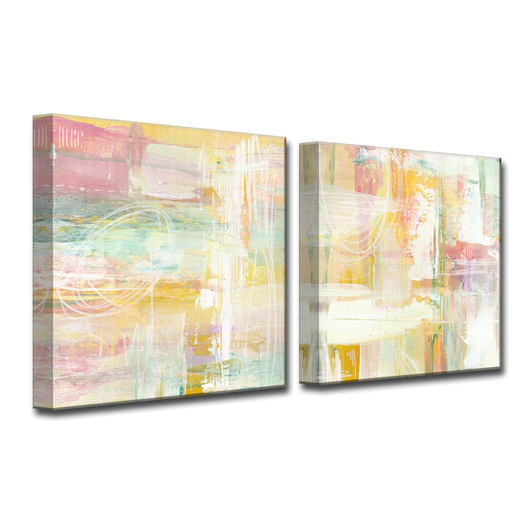 Honey Peach Floral' 2 Piece Wrapped Canvas Wall Art Set