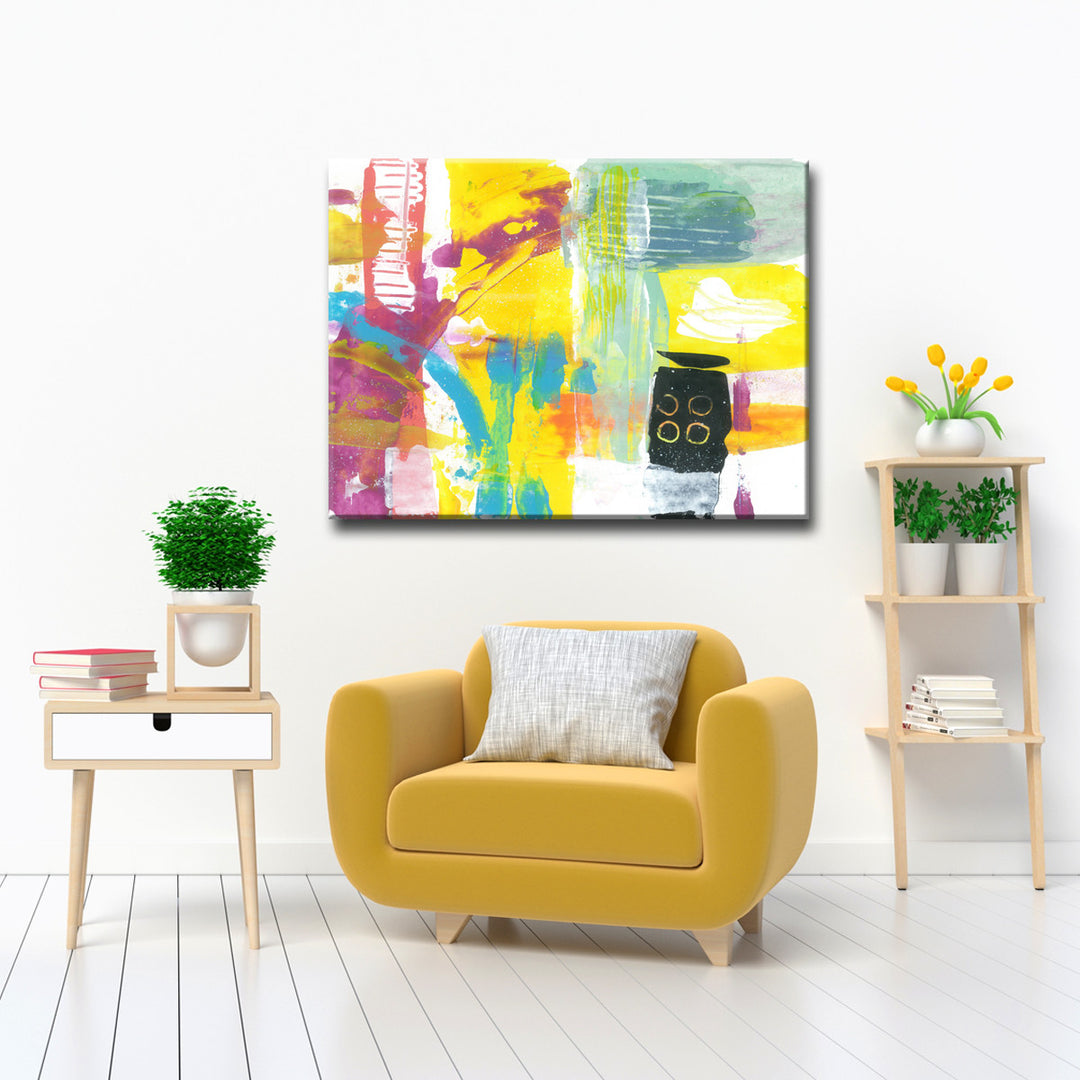 Neon Beach Abstract' Wrapped Canvas Wall Art