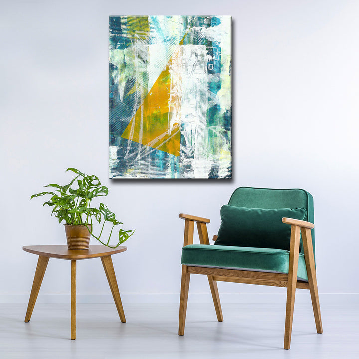 Golden Triad Teal Blues' Wrapped Canvas Wall Art