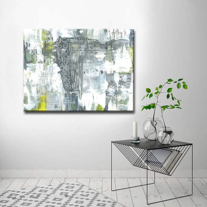 Grey and Yellow Orbs' Wrapped Canvas Wall Art