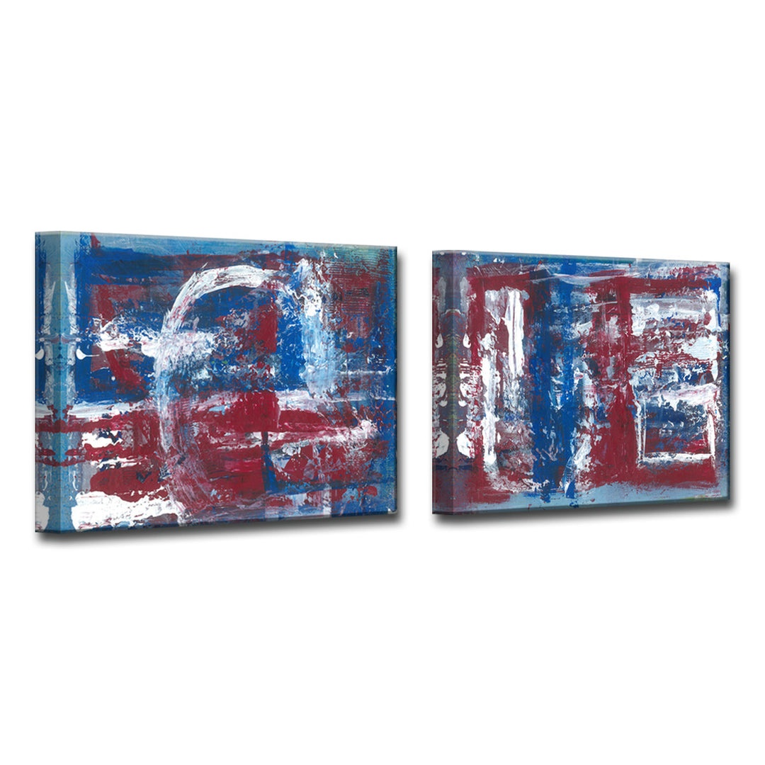 Americana Blues I/II' 2 Piece Wrapped Canvas Wall Art Set