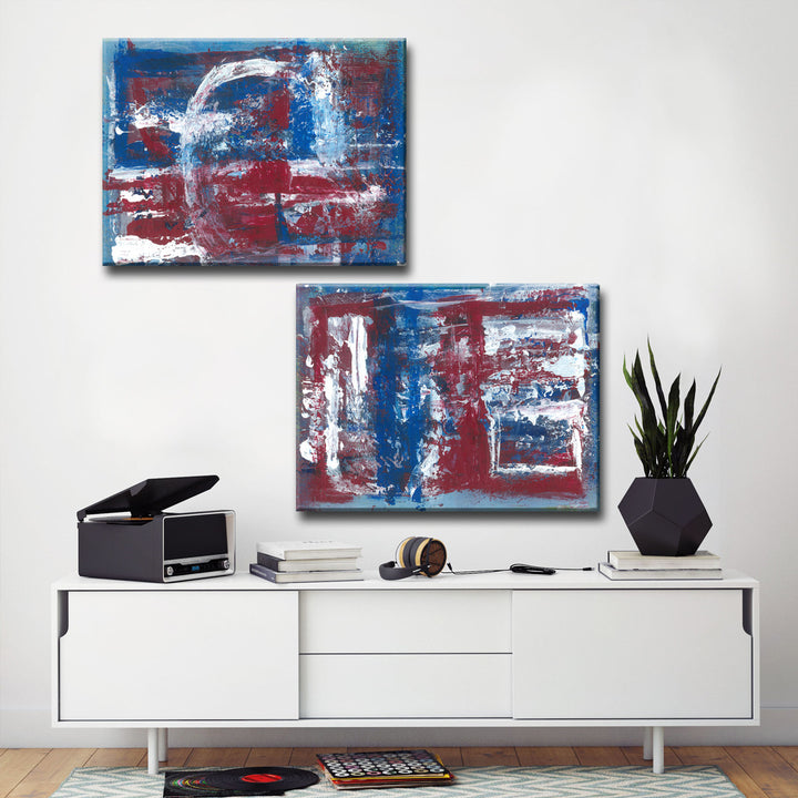 Americana Blues I/II' 2 Piece Wrapped Canvas Wall Art Set