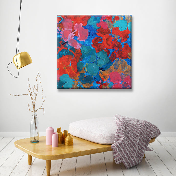 Flowers in the Pool' Wrapped Canvas Abstract Wall Art