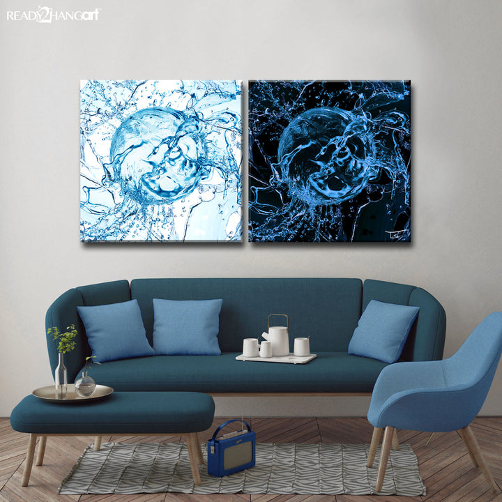 Aqueous Trance XIX-AB' Wrapped Canvas Wall Art Set