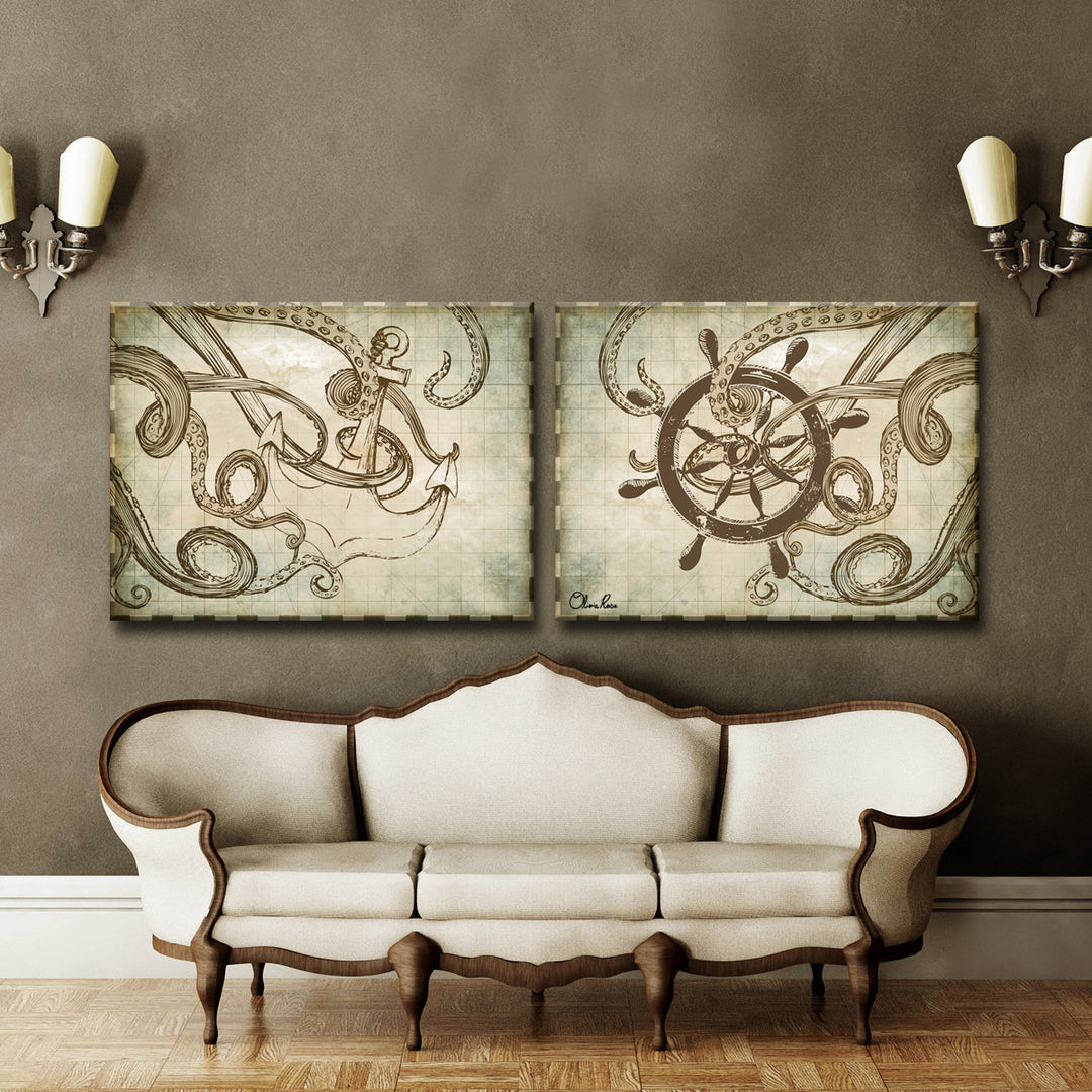 Sea Anchor & Ship'  2-PC Canvas Art Set