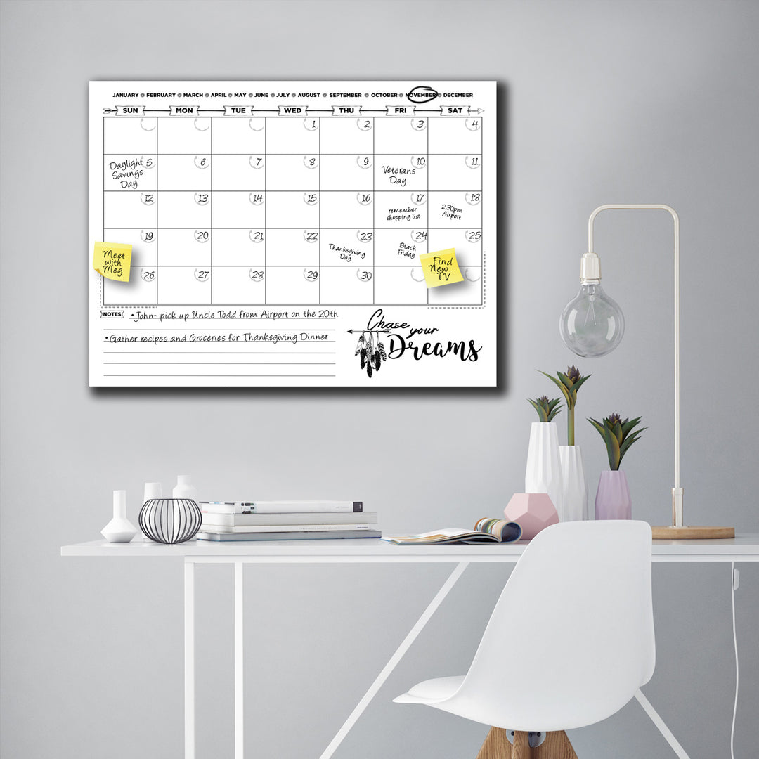 R2H Methods 'Chase Your Dreams' Dry Erase Monthly Calendar on ArtPlexi