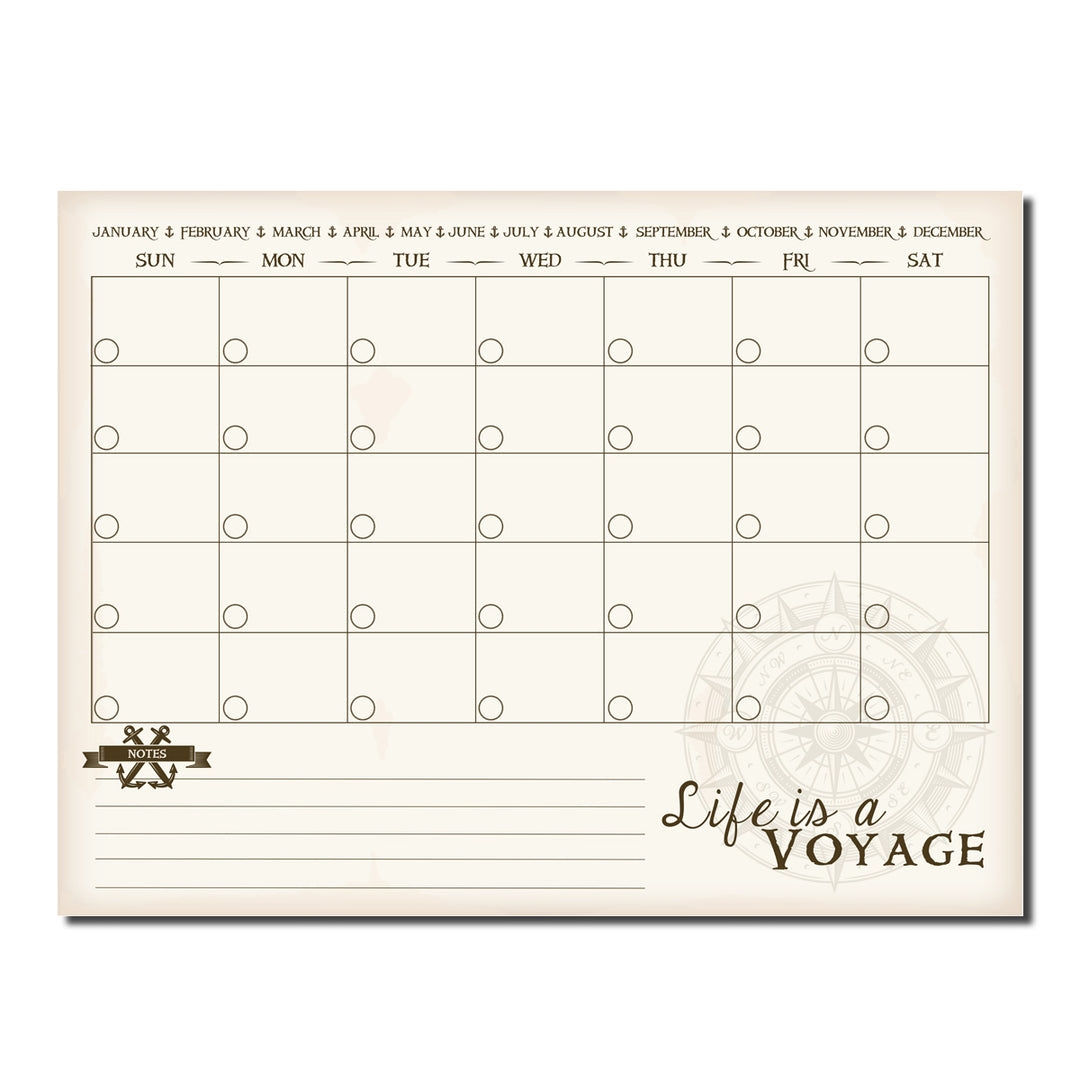 R2H Methods 'Life is a Voyage' Dry Erase Monthly Calendar on ArtPlexi