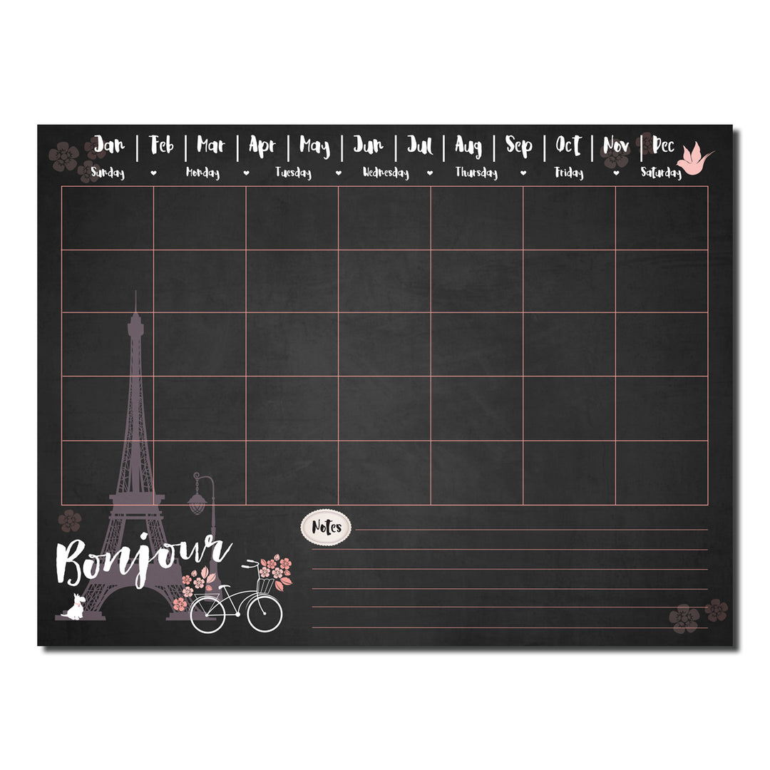 Bonjour' Dry Erase Monthly Calendar on ArtPlexi