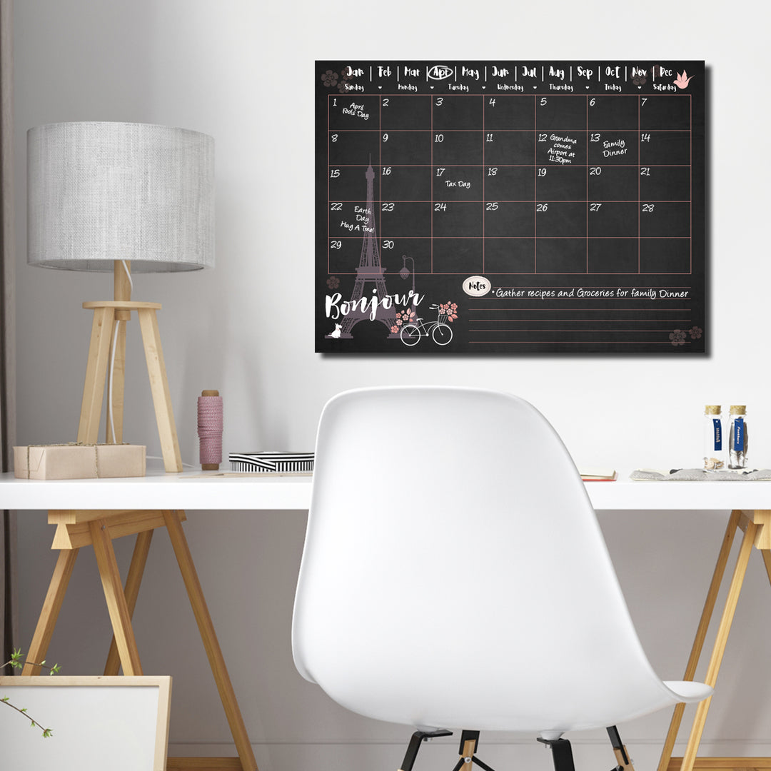 Bonjour' Dry Erase Monthly Calendar on ArtPlexi