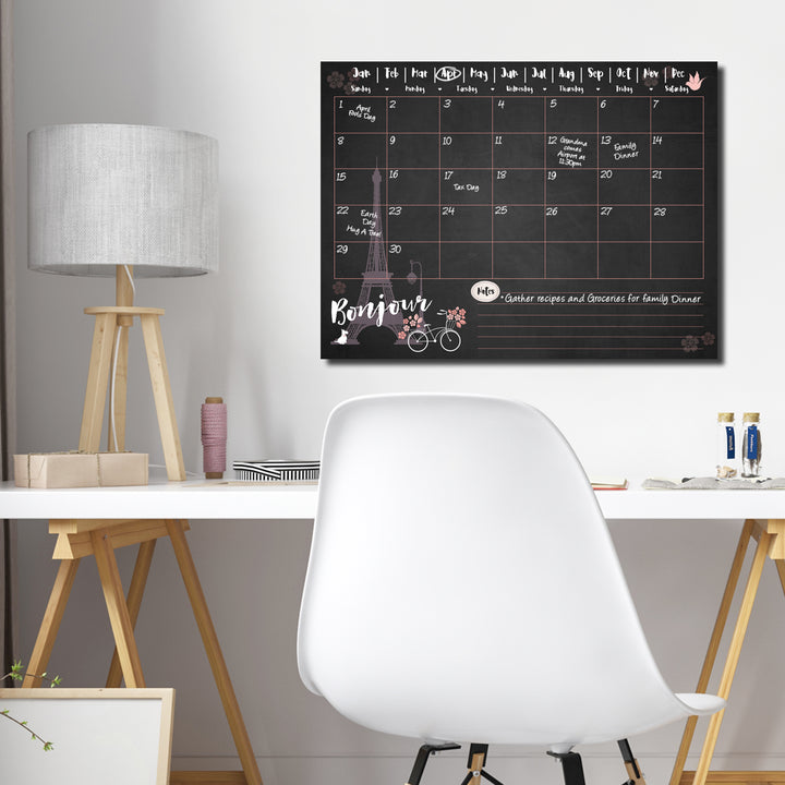 Bonjour' Dry Erase Monthly Calendar on ArtPlexi