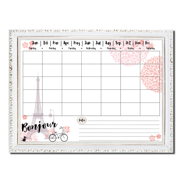 Bonjour' Dry Erase Monthly Calendar on ArtPlexi
