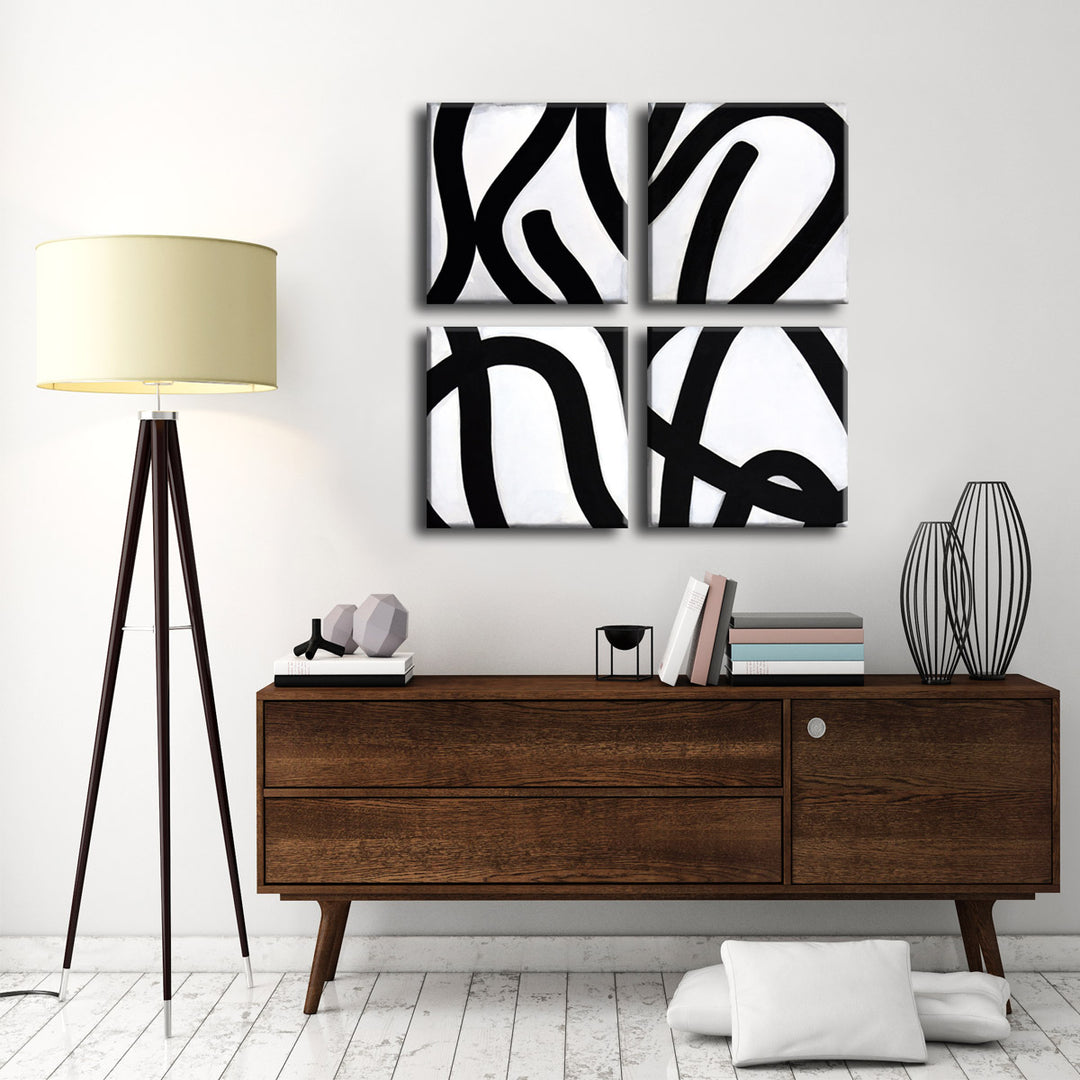 Curves I-IV' 4 Piece Wrapped Canvas Wall Art Set