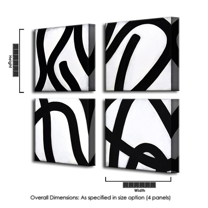 Curves I-IV' 4 Piece Wrapped Canvas Wall Art Set