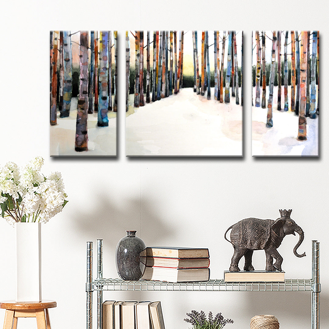 'Painted Winter Grove' 3 Piece Wrapped Canvas Wall Art Set