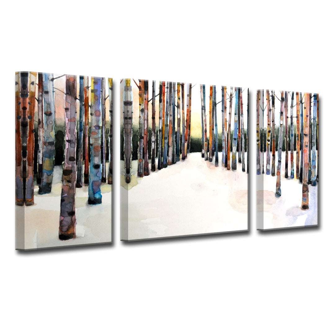 'Painted Winter Grove' 3 Piece Wrapped Canvas Wall Art Set
