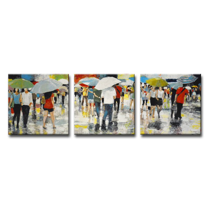 'Umbrellas' 3 Piece Wrapped Canvas Wall Art Set