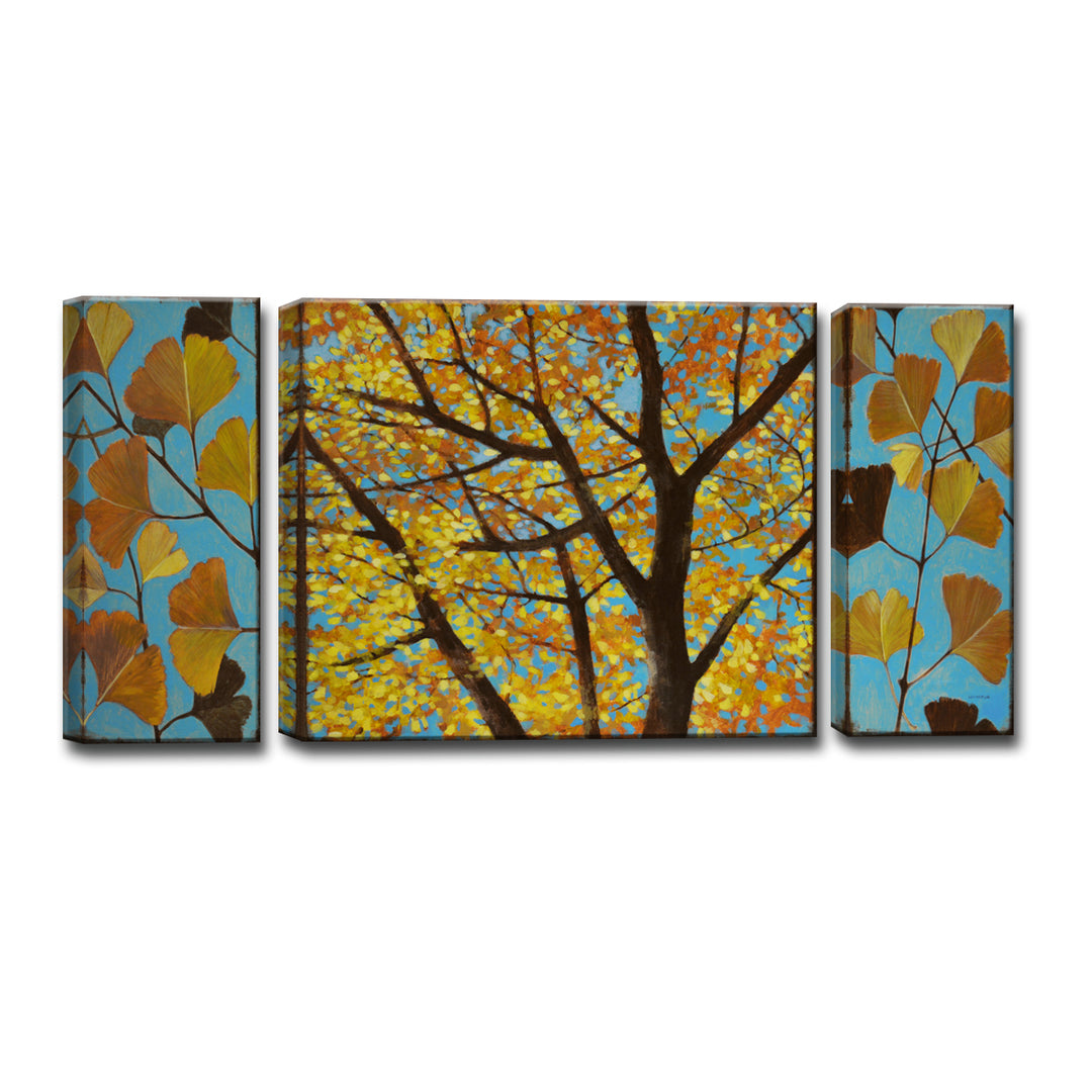 'Brilliant Ginkgo' 3 Piece Wrapped Canvas Wall Art Set