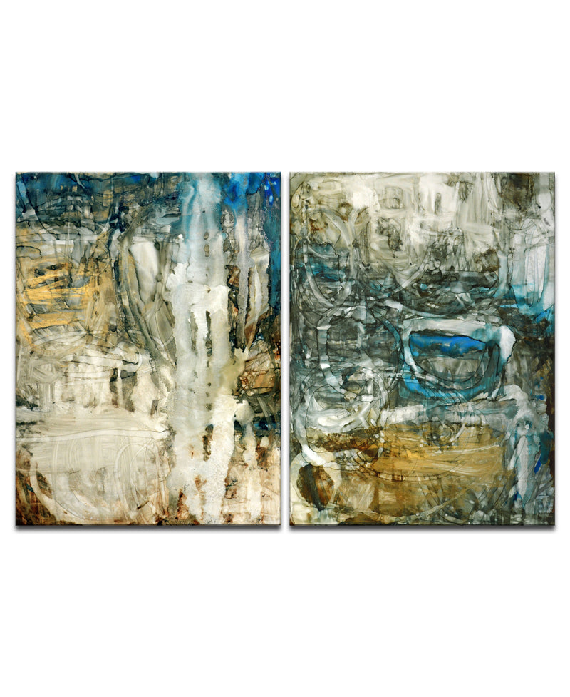 'Canyon Falls I/II' 2 Piece Wrapped Canvas Wall Art Set